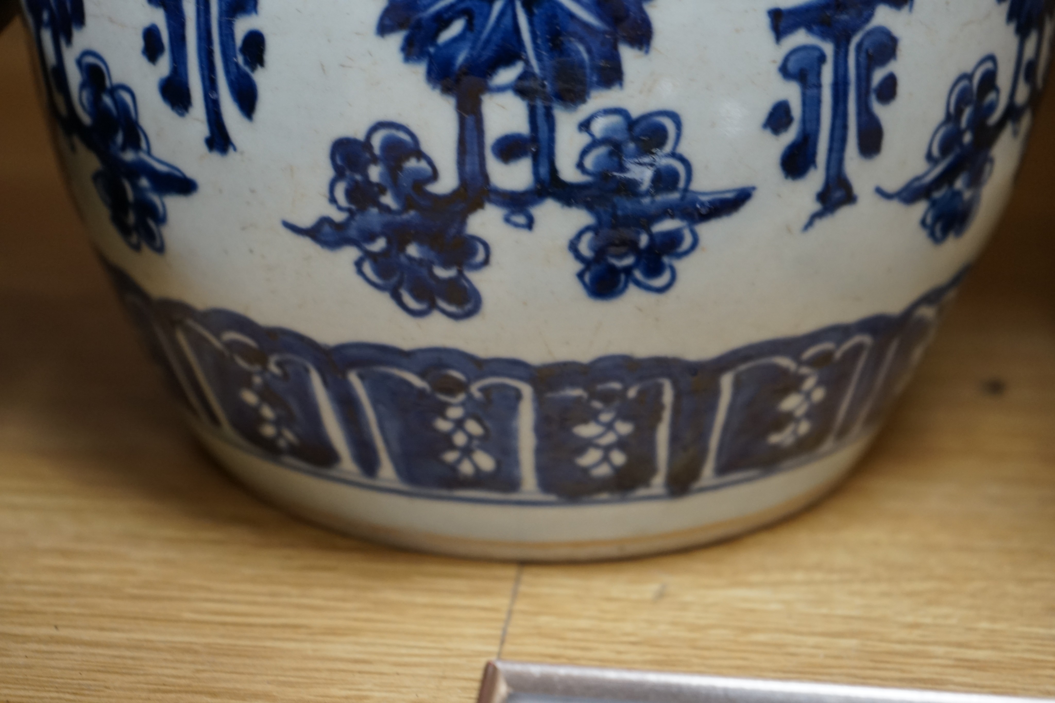 A Chinese Qing blue and white jar, 23cm